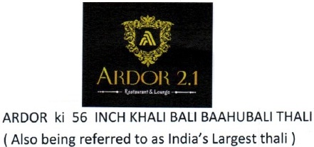 Ardor 2.1 Ardor Ki 56 Inch Khali Bali Baahubali Thali Device mark 3983483 Trademark