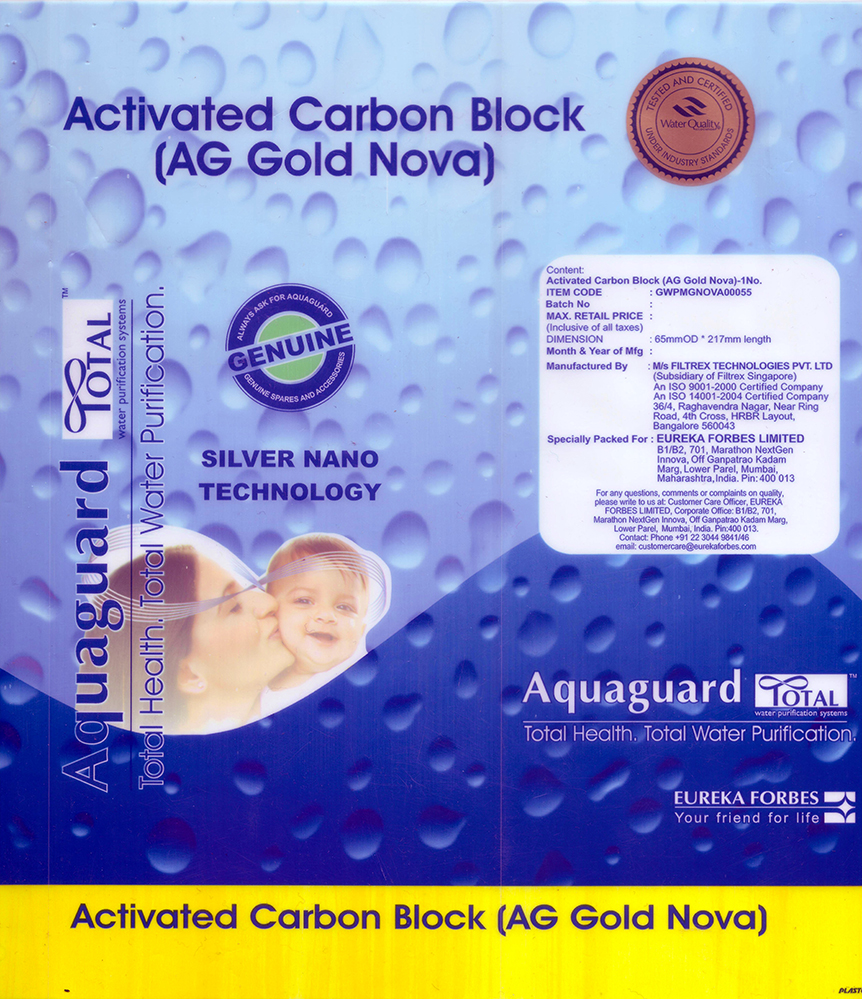 Aquaguard Total Activated Carbon Block (ag Gold Nova) Device mark 4018262 Trademark