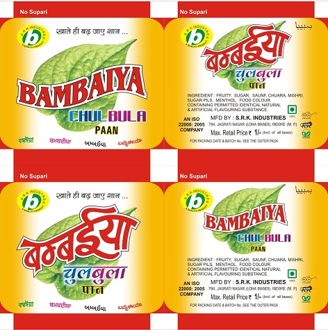 Bambaiya Chulbula Paan (label) Device mark 4024966 Trademark