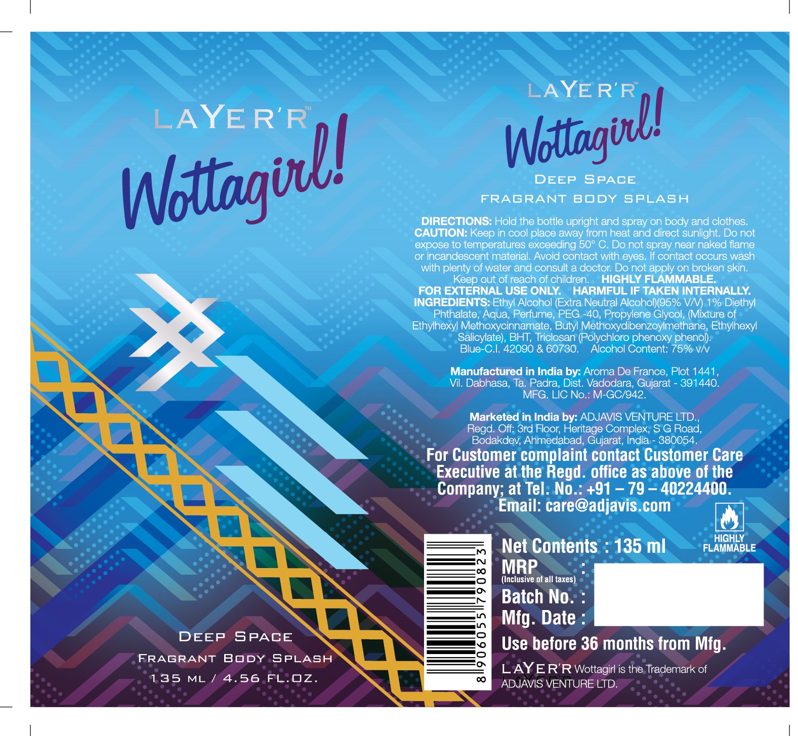 Layer’r Wottagirl! Deep Space Fragrant Body Splash Device mark 3901164 Trademark