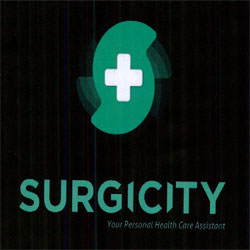 Surgicity, Your Personal Health Care Assistant, S Logo With Medical Cross Sign Device mark 3754102 Trademark