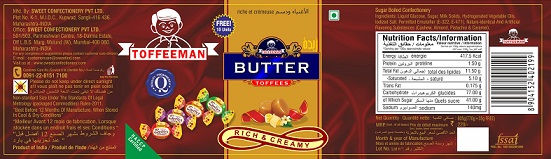Toffeeman Butter Toffees (label) Device mark 4182399 Trademark