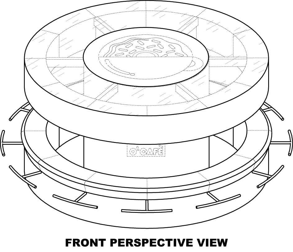O` Cafe Circular Kiosk With Leaning Stands Device mark 3244819 Trademark