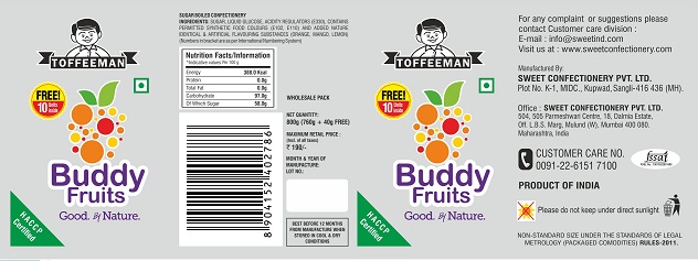 Toffeeman Buddy Fruits (label) Device mark 4228262 Trademark