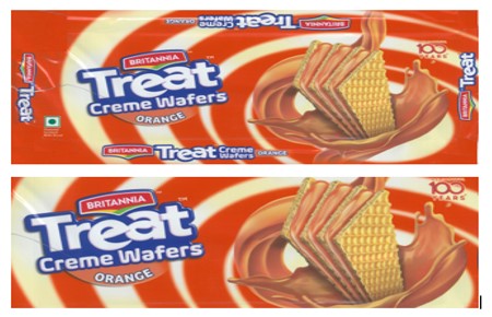 Britannia Treat Creme Wafers Orange (series Of 2) (label) Device mark 4284410 Trademark