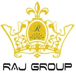Device Of Crown With R Logo And Words Raj Group Device mark 4419154 Trademark