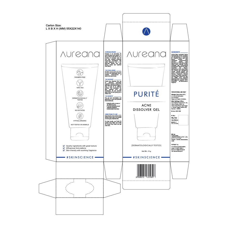 Aureana Purité Acne Dissolver Gel #skinscience Device mark 4446111 Trademark