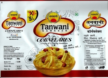 Tanwani Namkeen Cornflakes (label) Device mark 4456694 Trademark